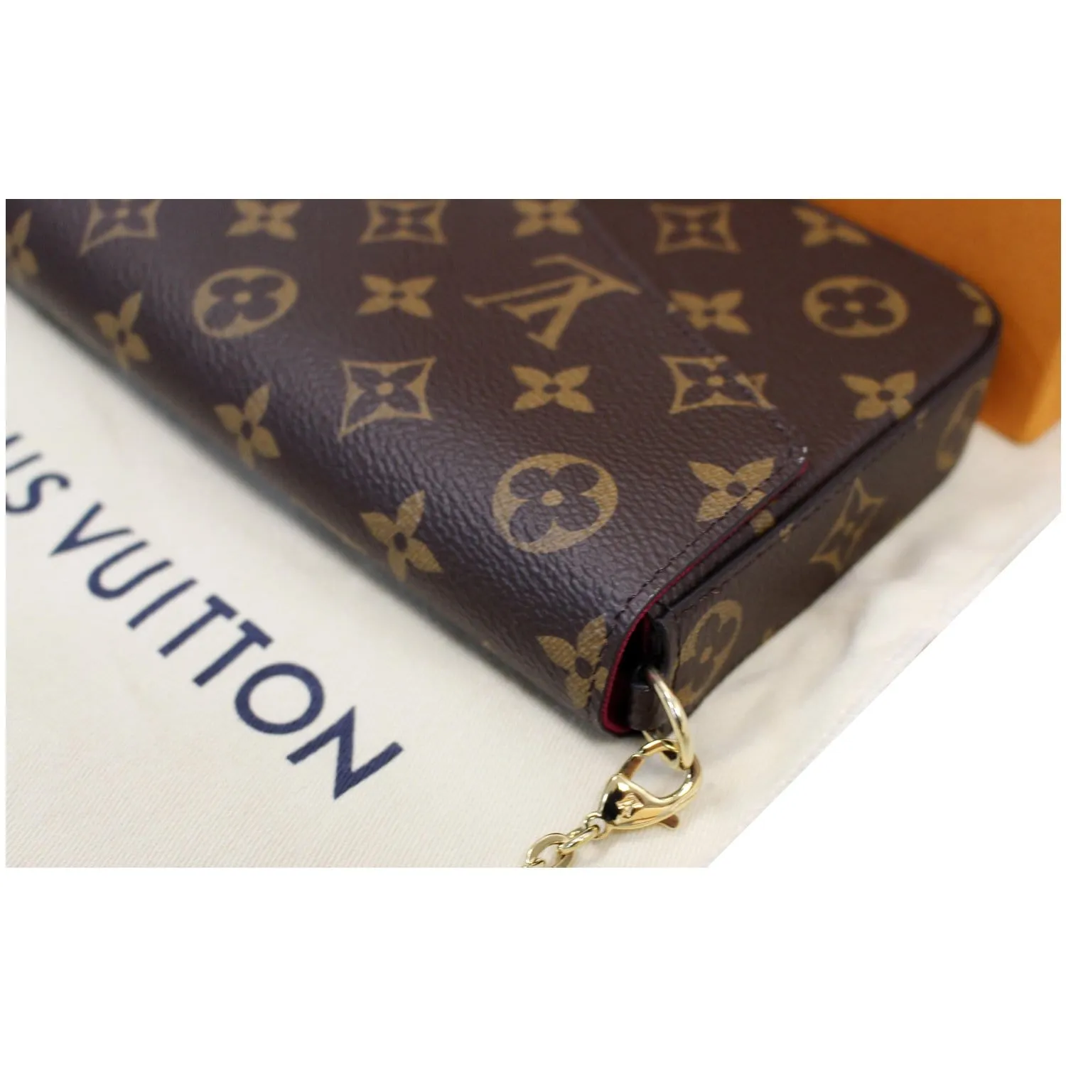 LOUIS VUITTON Pochette Felicie Monogram Canvas Crossbody Bag Brown