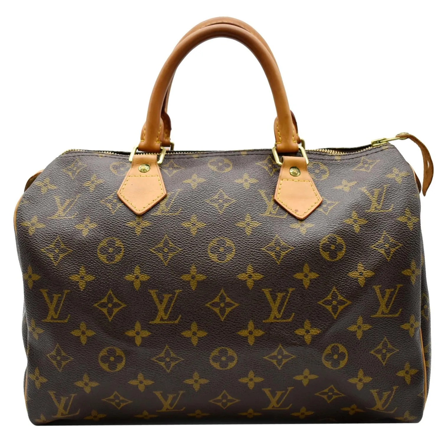 LOUIS VUITTON Speedy 30 Monogram Canvas Satchel Bag Brown