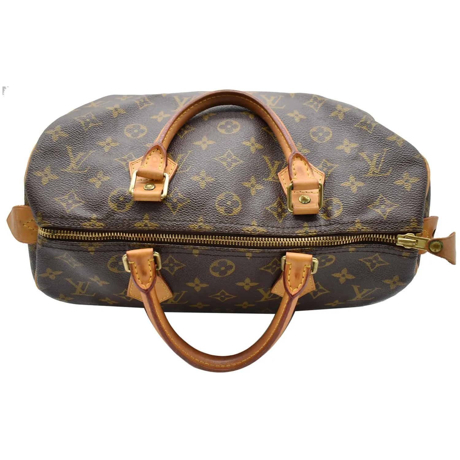 LOUIS VUITTON Speedy 30 Monogram Canvas Satchel Bag Brown