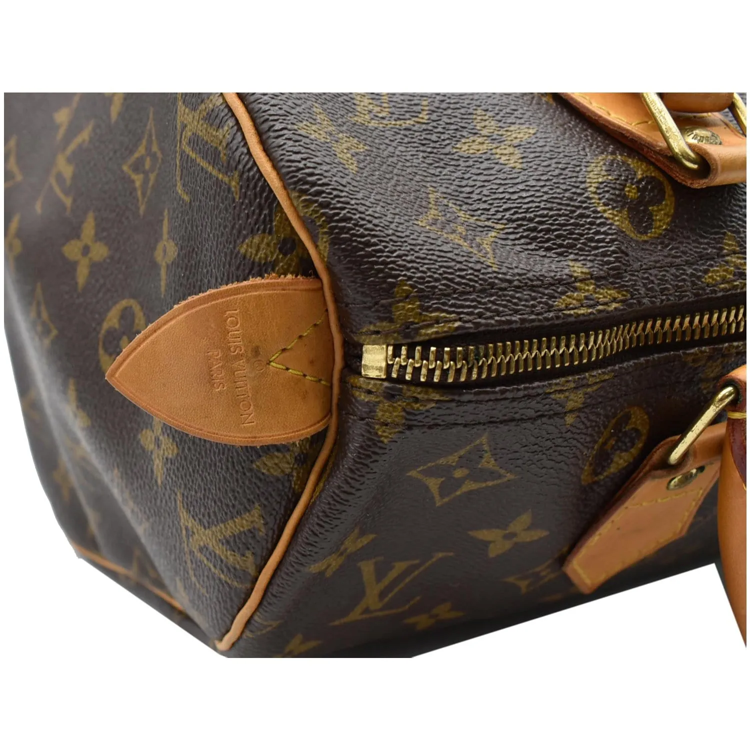 LOUIS VUITTON Speedy 30 Monogram Canvas Satchel Bag Brown