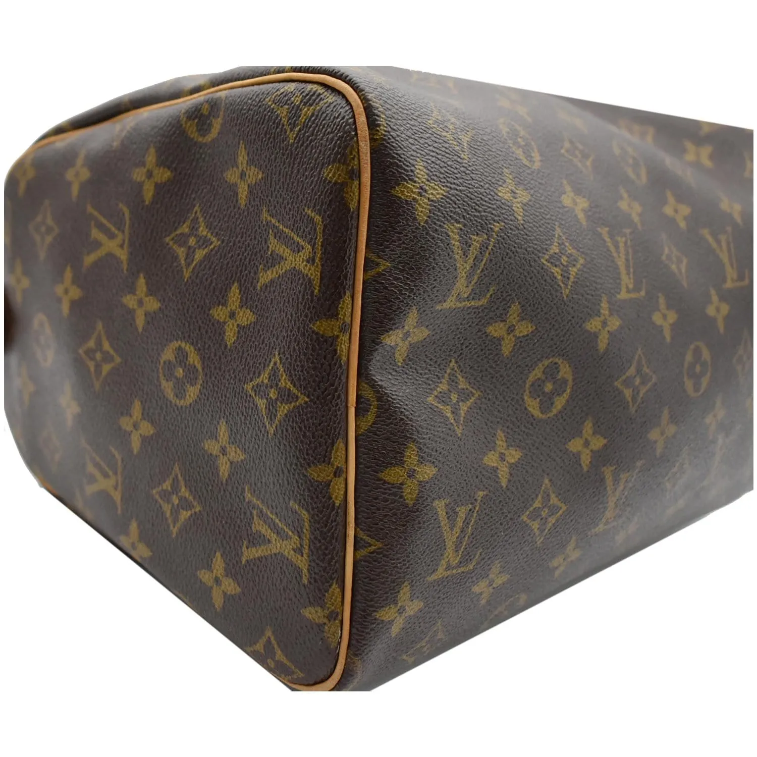 LOUIS VUITTON Speedy 30 Monogram Canvas Satchel Bag Brown