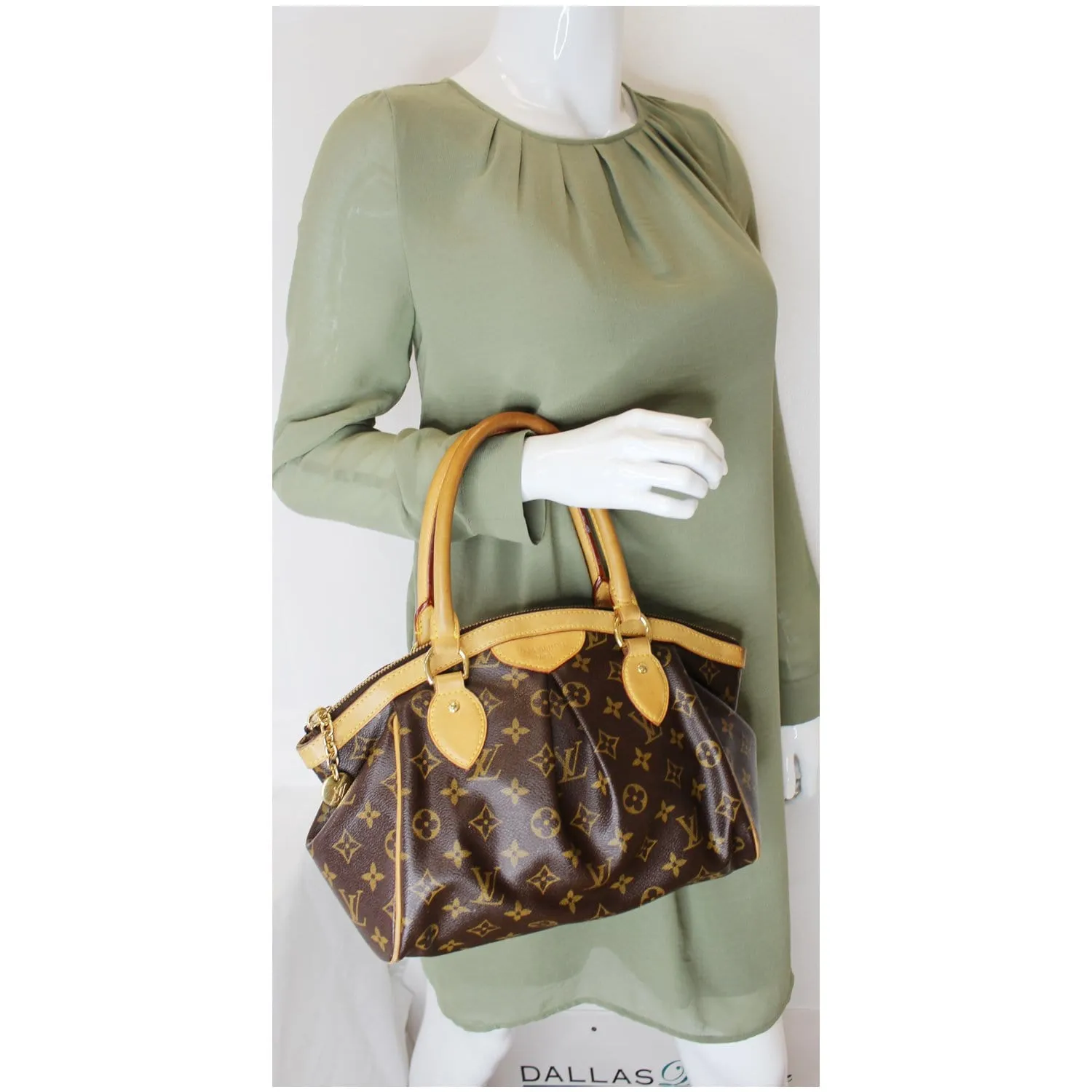 LOUIS VUITTON Tivoli PM Monogram Canvas Satchel Bag Brown