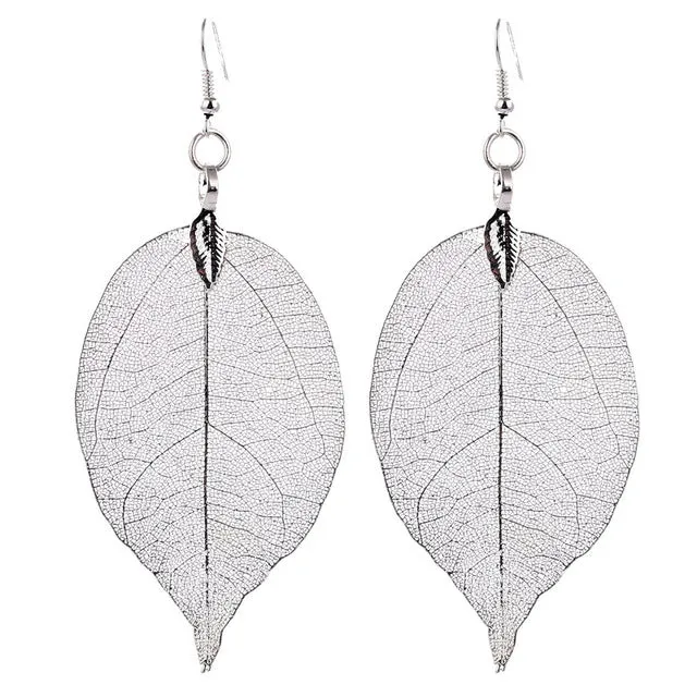 LOVBEAFAS 2018 Fashion Brincos Bohemian Long Earrings Unique Natural Real Leaf Big Boho Earrings For Women Fine Jewelry Gift