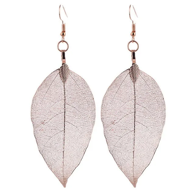 LOVBEAFAS 2018 Fashion Brincos Bohemian Long Earrings Unique Natural Real Leaf Big Boho Earrings For Women Fine Jewelry Gift
