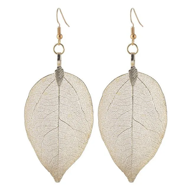 LOVBEAFAS 2018 Fashion Brincos Bohemian Long Earrings Unique Natural Real Leaf Big Boho Earrings For Women Fine Jewelry Gift