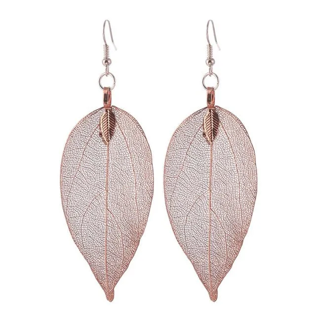 LOVBEAFAS 2018 Fashion Brincos Bohemian Long Earrings Unique Natural Real Leaf Big Boho Earrings For Women Fine Jewelry Gift