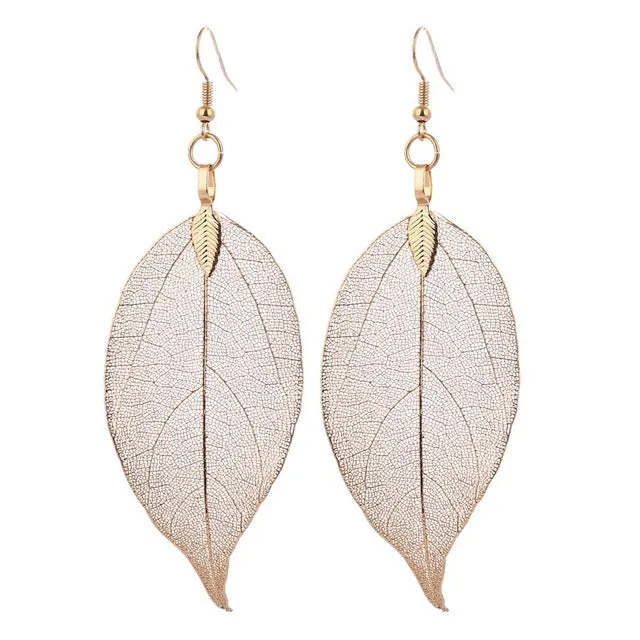 LOVBEAFAS 2018 Fashion Brincos Bohemian Long Earrings Unique Natural Real Leaf Big Boho Earrings For Women Fine Jewelry Gift