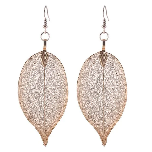 LOVBEAFAS 2018 Fashion Brincos Bohemian Long Earrings Unique Natural Real Leaf Big Boho Earrings For Women Fine Jewelry Gift