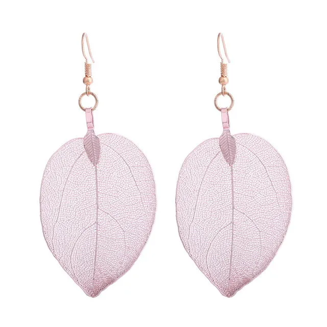 LOVBEAFAS 2018 Fashion Brincos Bohemian Long Earrings Unique Natural Real Leaf Big Boho Earrings For Women Fine Jewelry Gift