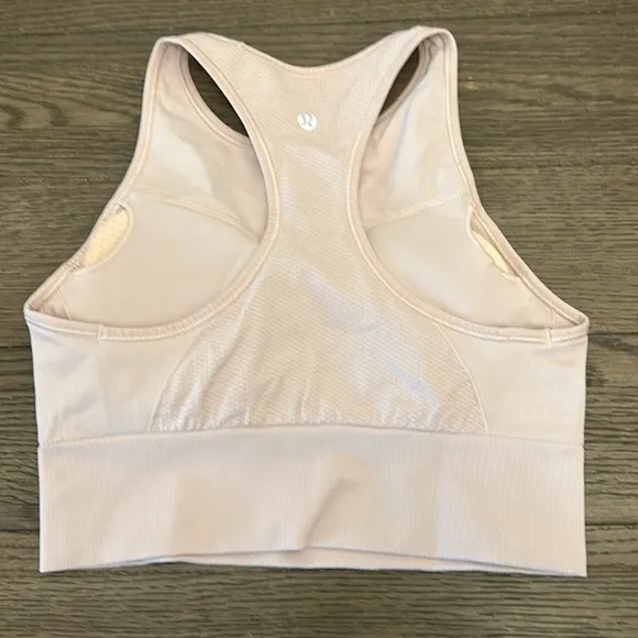 Lululemon Ebb to train longline High neck pink Sports Bra size 6