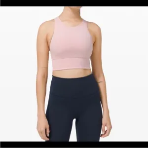 Lululemon Ebb to train longline High neck pink Sports Bra size 6