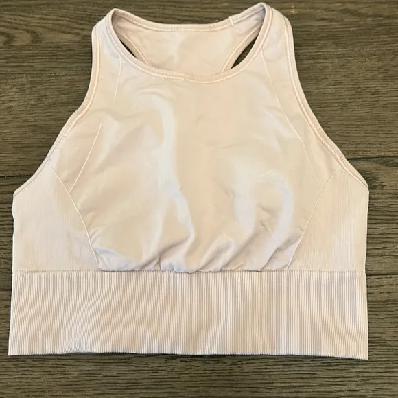 Lululemon Ebb to train longline High neck pink Sports Bra size 6