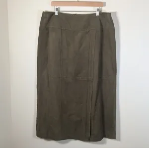 Luxe Olive Suede-Like Midi Skirt ✨ | Linea by Louis Dell’Olio XL