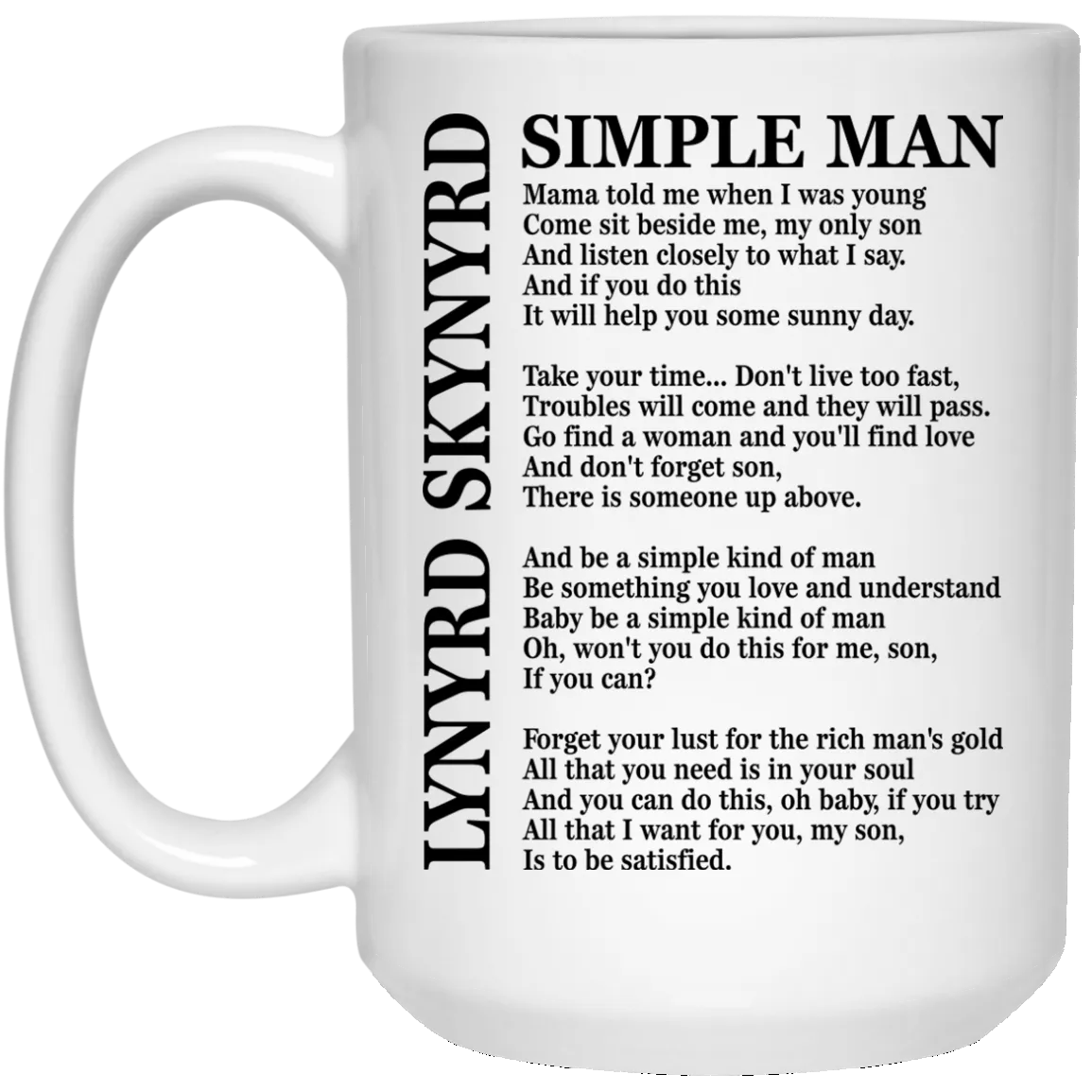Lynyrd Skynyrd Simple Man Lyric Mug