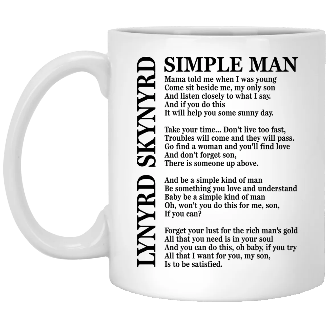 Lynyrd Skynyrd Simple Man Lyric Mug