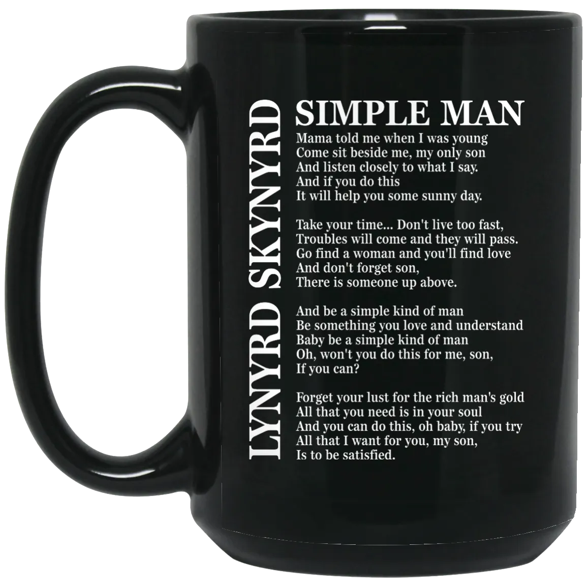 Lynyrd Skynyrd Simple Man Lyric Mug