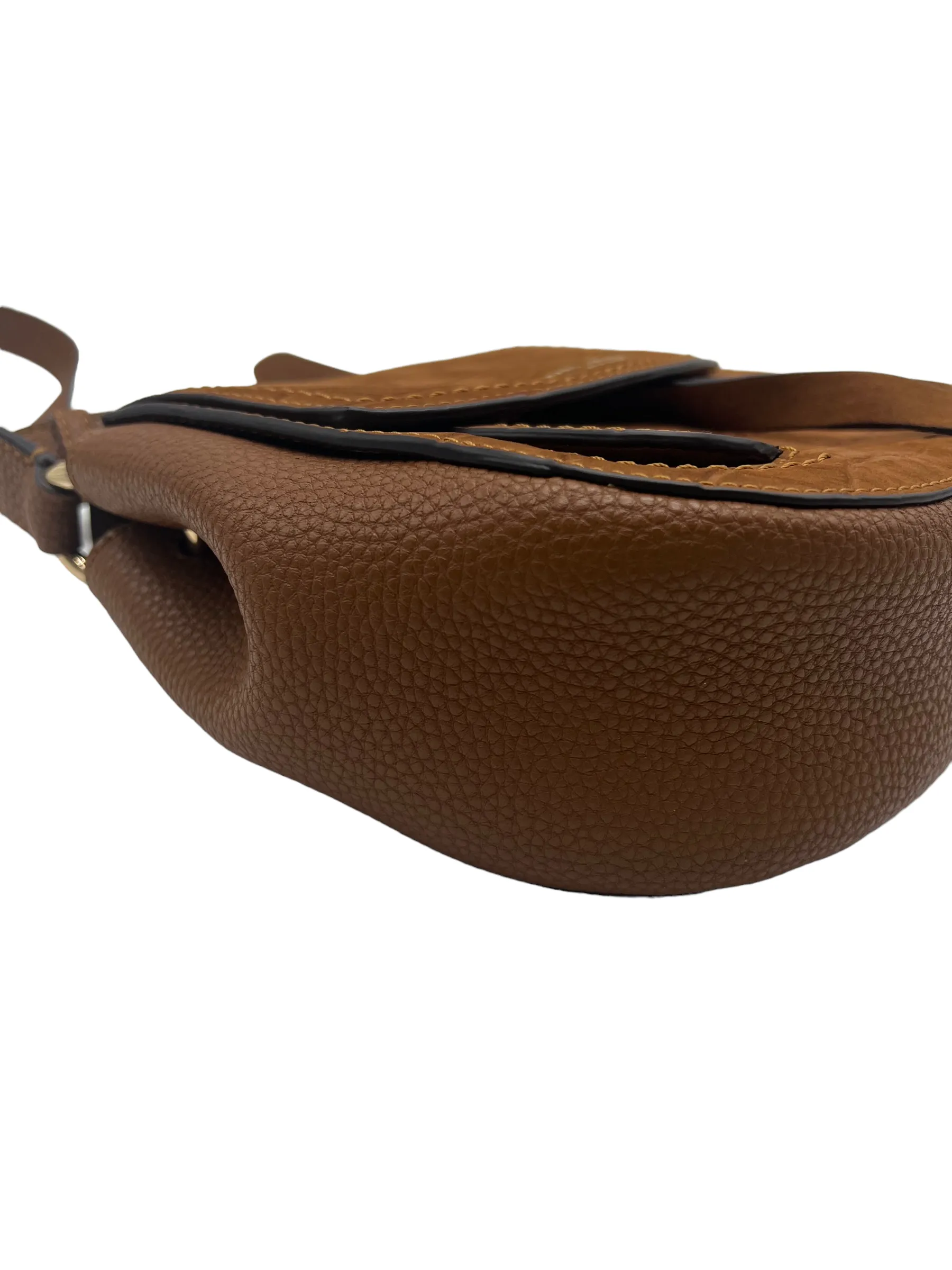 Marc Jacobs Tan Suede Croc Embossed Maverick Saddle Bag Crossbody