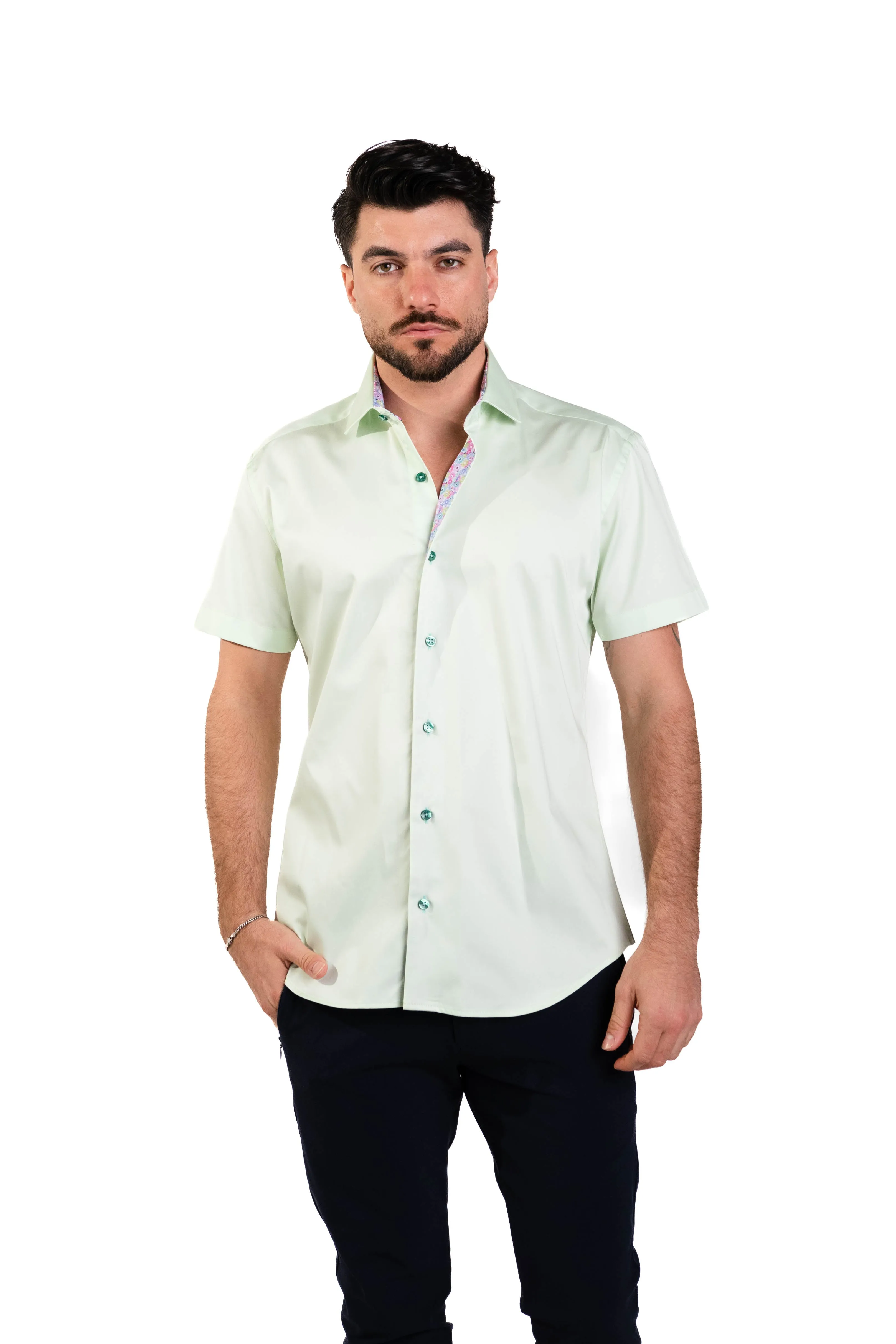 MASUTTO BRIANNE/03 SHORT SLEEVE BUTTON DOWN SHIRT