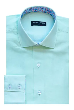 MASUTTO DELLA/38 LINEN LONG SLEEVE BUTTON DOWN SHIRT