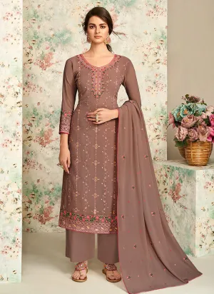 Mauve Multi Embroidered Palazzo Suit