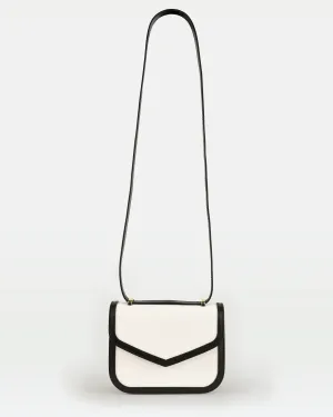 Maya crossbody bag in vegetable calfskin leather and canvas