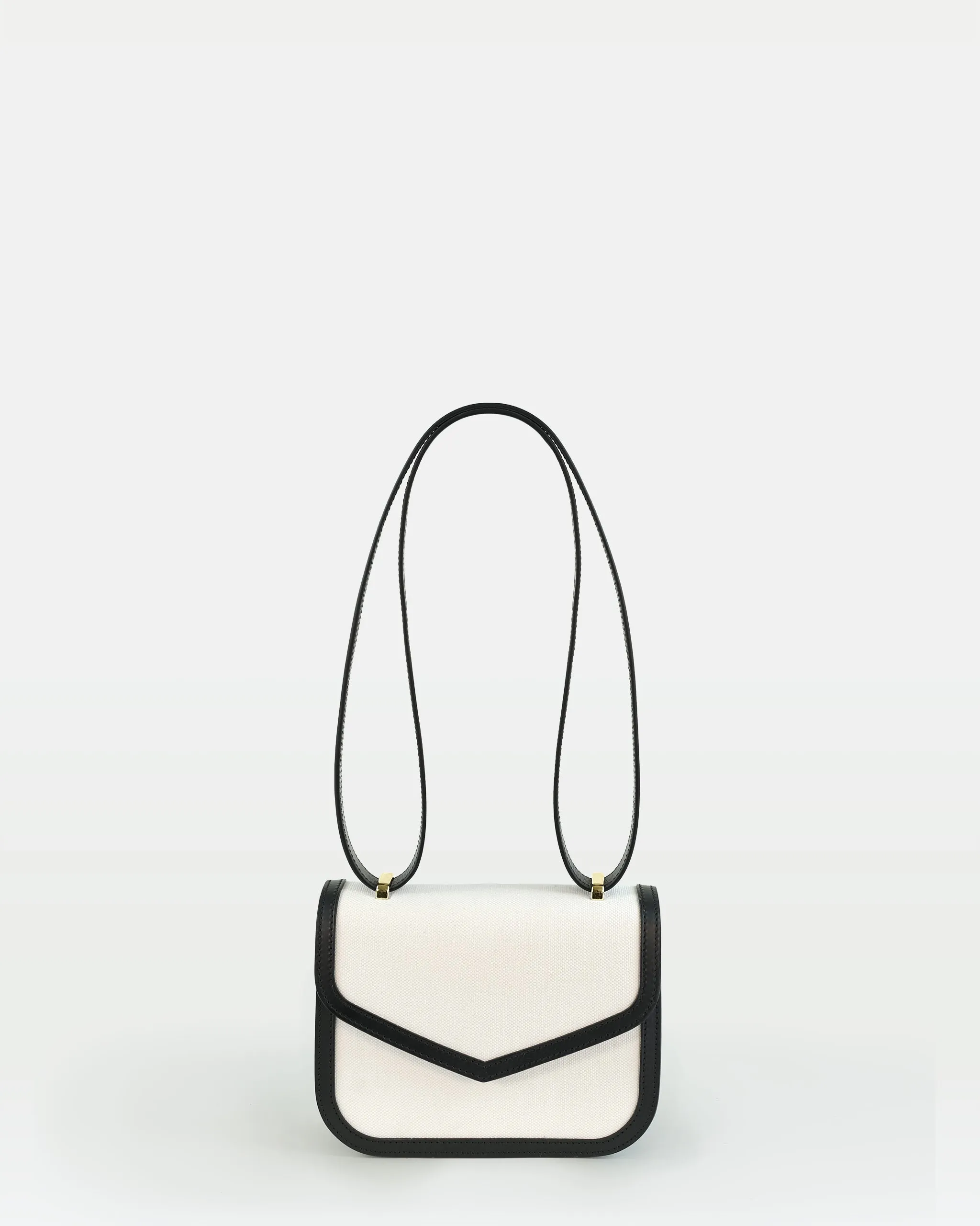 Maya crossbody bag in vegetable calfskin leather and canvas