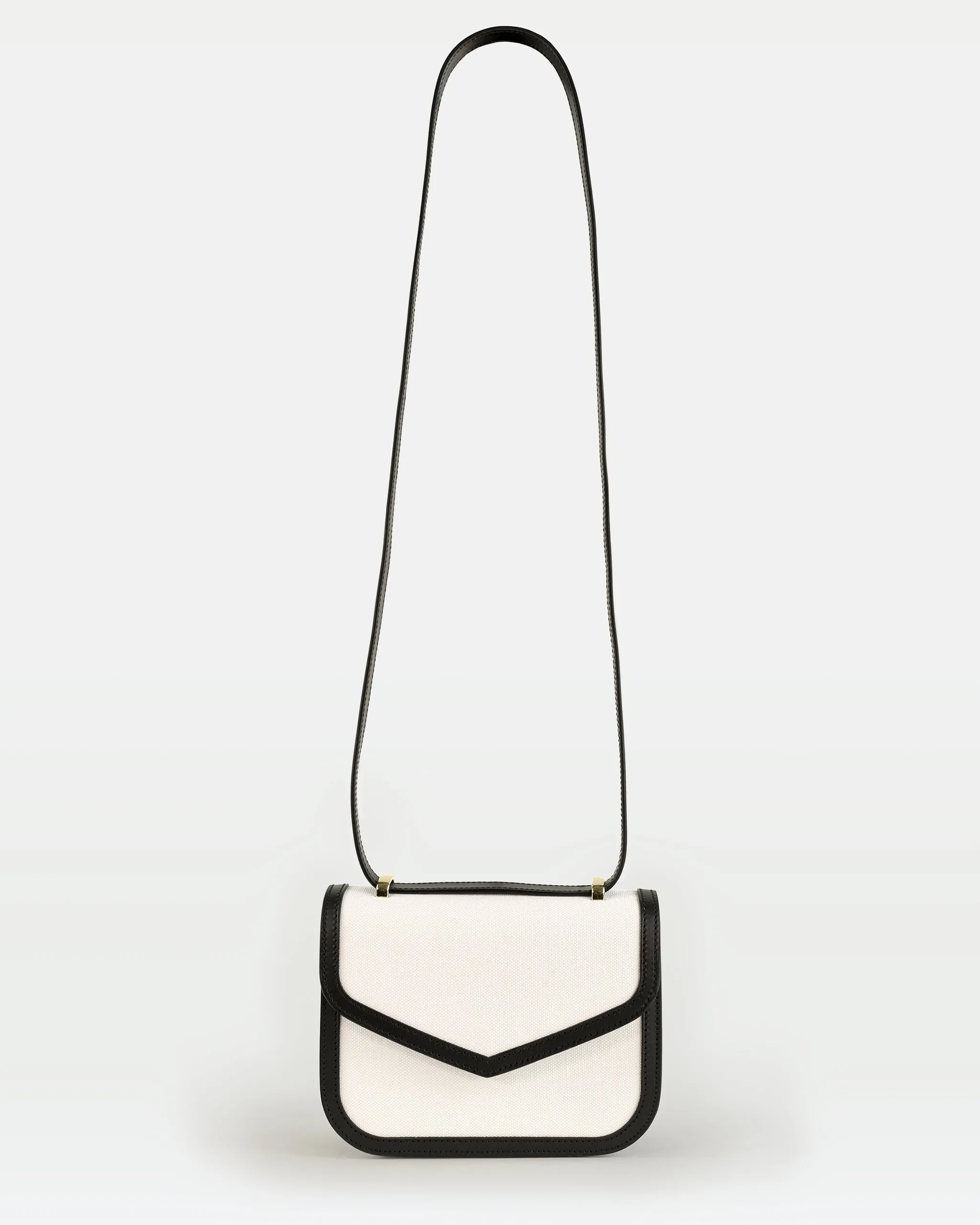 Maya crossbody bag in vegetable calfskin leather and canvas