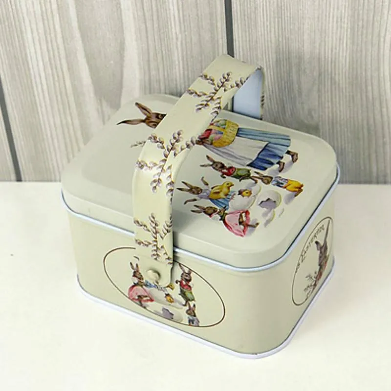 Metal Rabbit Design Tin Tote Box
