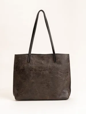 mezzo shopper - brown embossed lizard