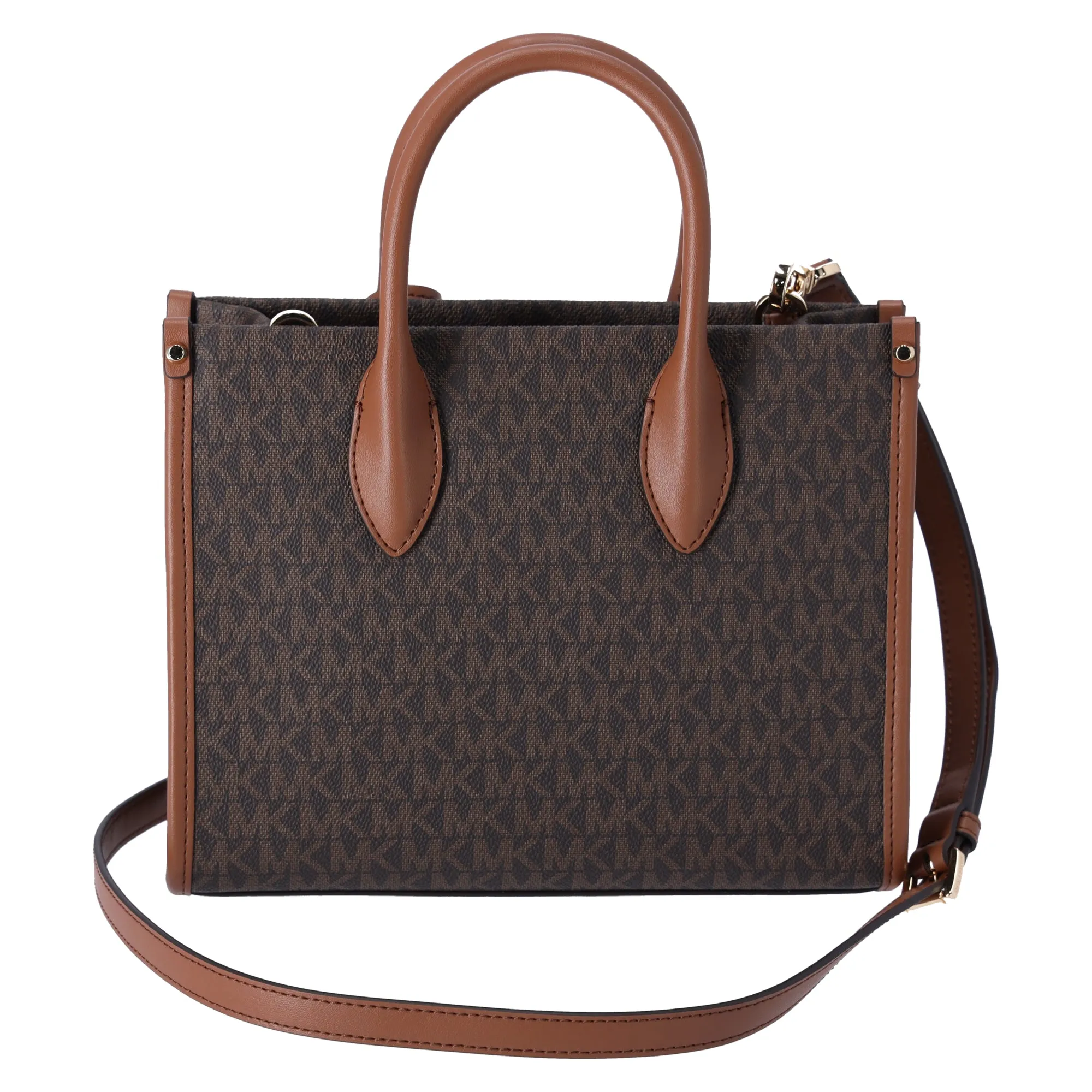 Michael Kors Mirella Small Top Zip Shopper Tote Crossbody Brown MK Siganture