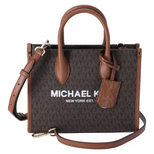 Michael Kors Mirella Small Top Zip Shopper Tote Crossbody Brown MK Siganture