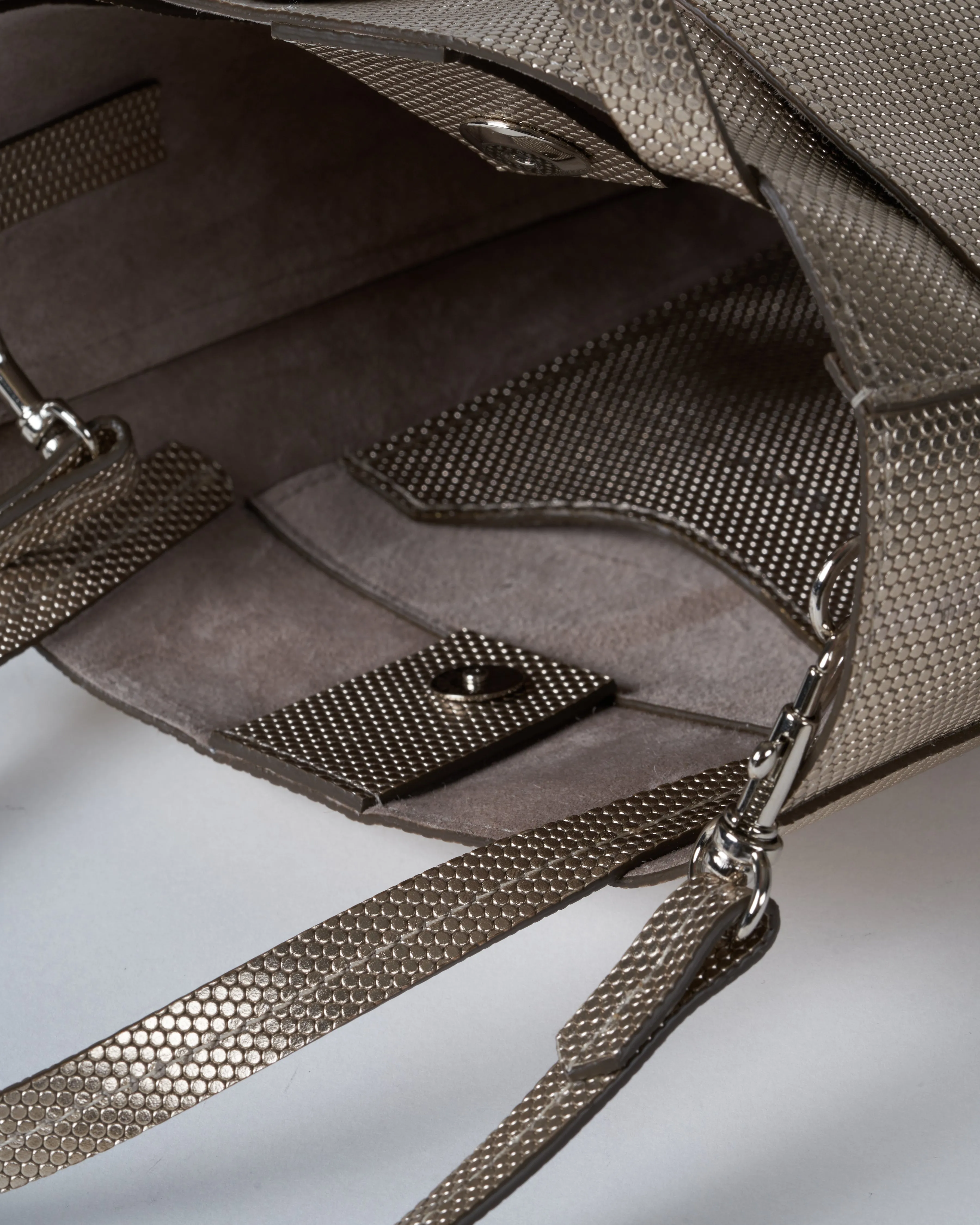 mini tote with front pocket - silver prato