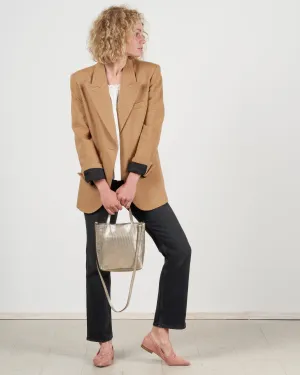mini tote with front pocket - silver prato
