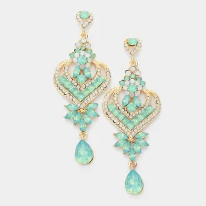 Mint Diamond Crystal Heart and Teardrop Earrings | 544105