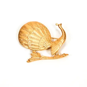 Monet Gold Peacock Brooch, Pin, Smithsonian Museum Replica, Designer Vintage Jewelry, 1980s Era