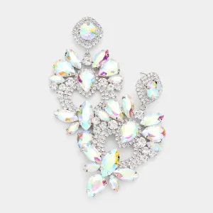 Multi Shape AB Stone Statement Chandelier Pageant Earrings  | 530344