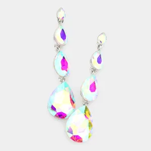 Multi Size AB Teardrop Dangle Pageant Earrings | 569302