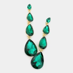 Multi Size Emerald Teardrop Dangle Pageant Earrings | 569294