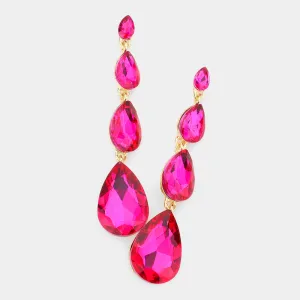 Multi Size Fuchsia Teardrop Dangle Pageant Earrings | 569296