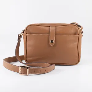Napa Leather Satchel Crossbody Bag - Brown