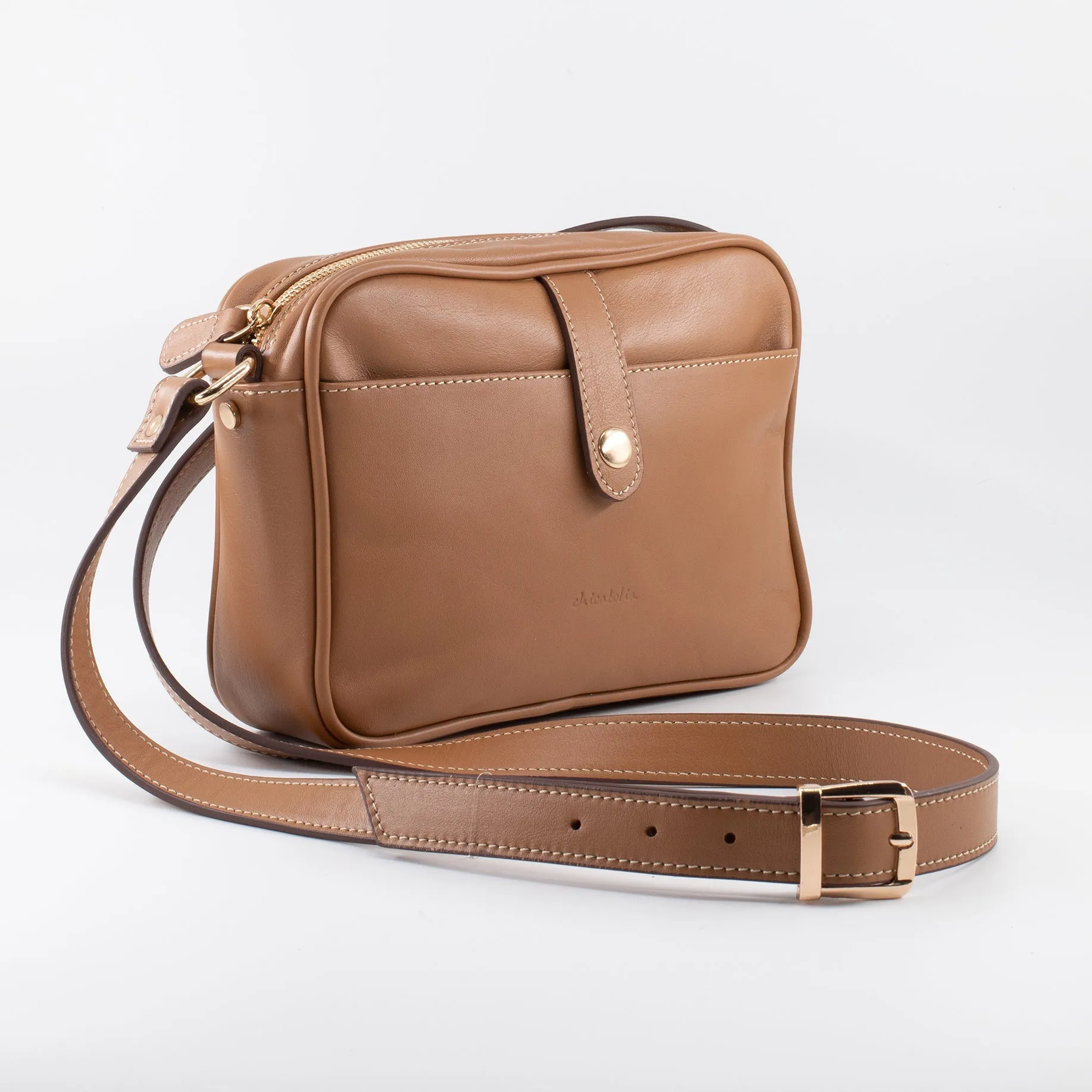 Napa Leather Satchel Crossbody Bag - Brown