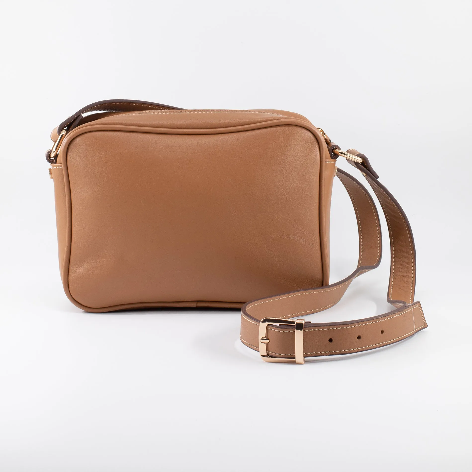 Napa Leather Satchel Crossbody Bag - Brown
