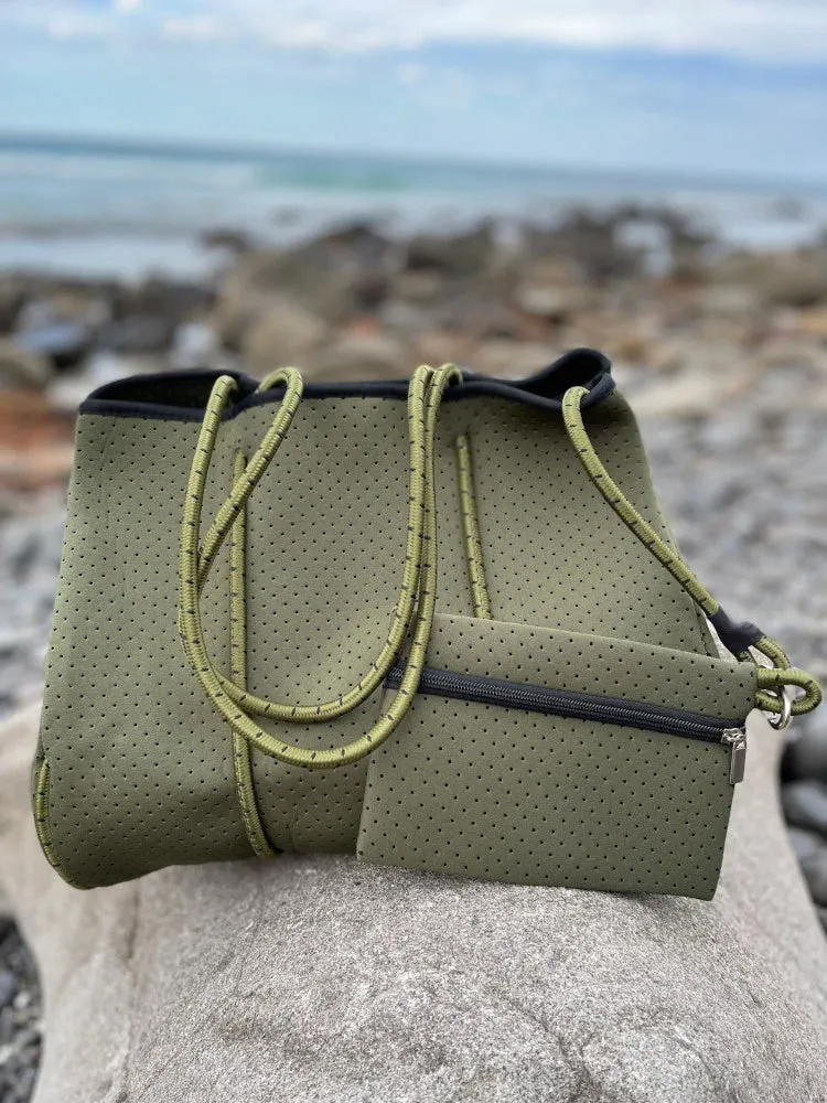 Neoprene Tote Bag – Vegan 2-Piece Set | Khaki