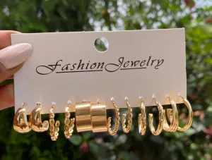 New 8 Pairs Gold tone fashion earrings