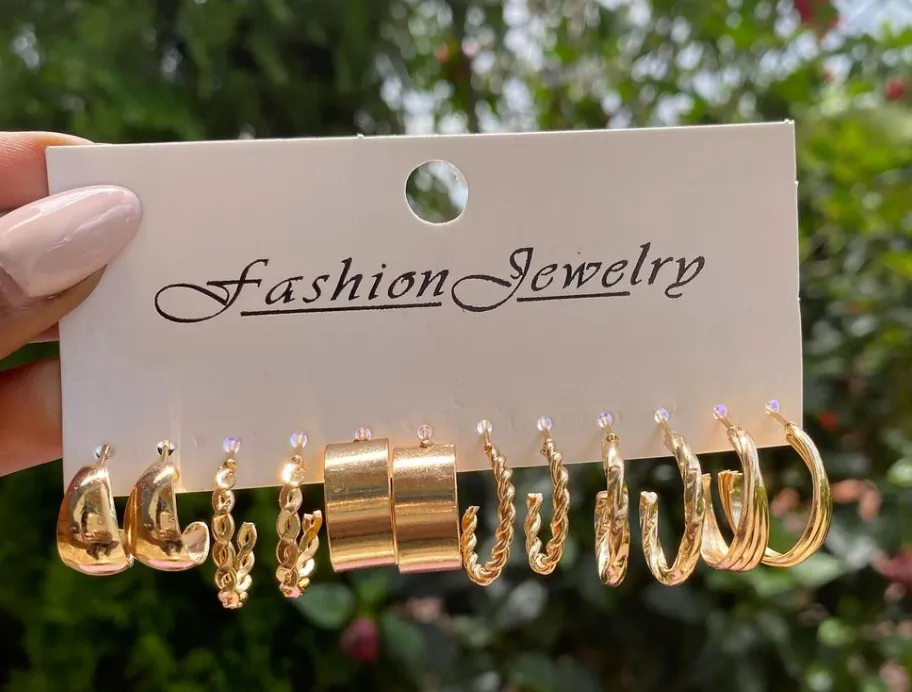 New 8 Pairs Gold tone fashion earrings