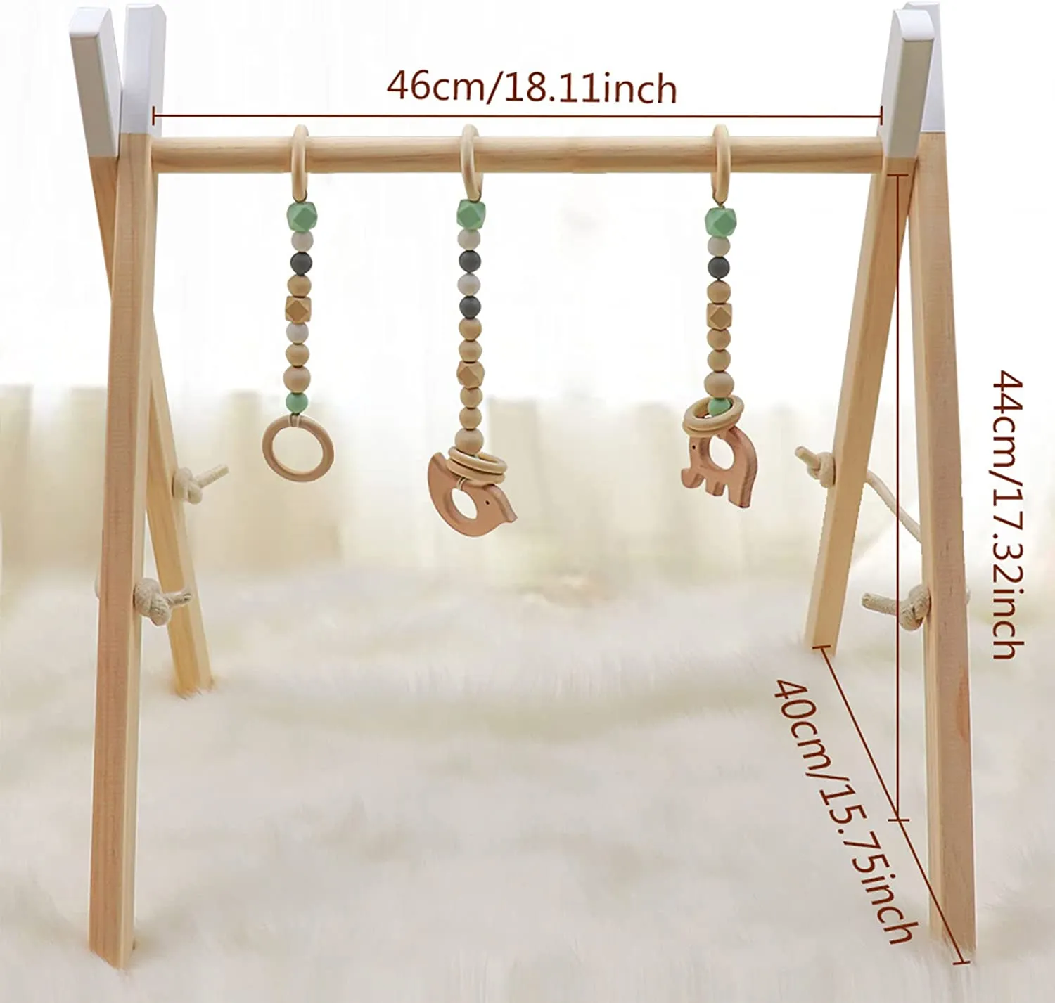 New Hooyax Wooden Baby Gym, Foldable Baby Play Gym Frame Wood Activity Gym Center