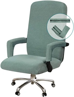 New Office Chair Cover Stretchable Chair Cover for Office Chair Computer Chair Cover Large Office Chair Cover with Armrest Covers Jacquard Boss Chair Cover High Back, Washable, Large, Dark Cyan