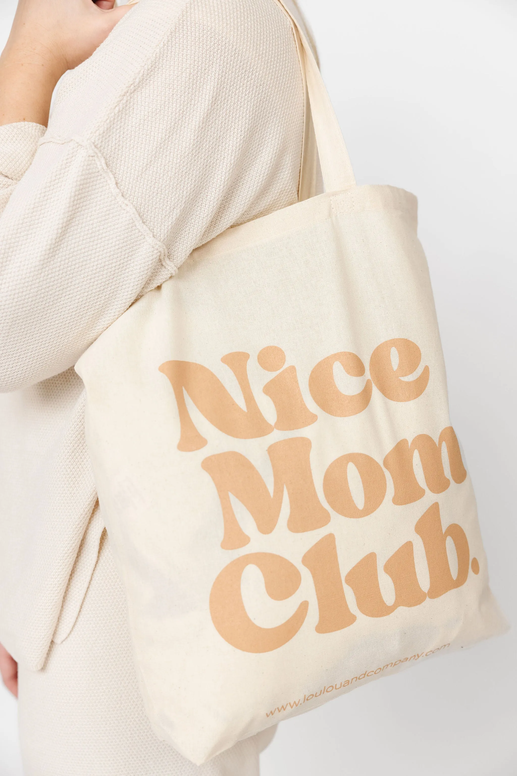 NICE MOM TOTE | “NICE MOM CLUB” CARAMEL