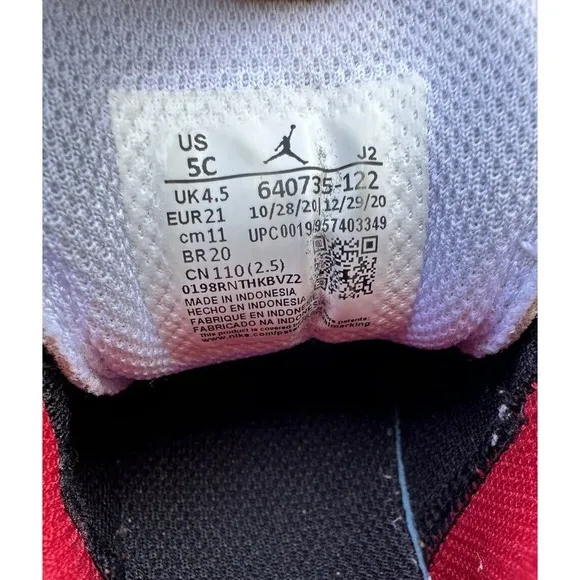 Nike Air Jordan 1 Mid TD White Gym Red Black 640735-122 Baby Toddler Size 5C