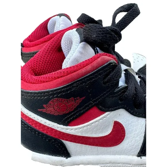 Nike Air Jordan 1 Mid TD White Gym Red Black 640735-122 Baby Toddler Size 5C